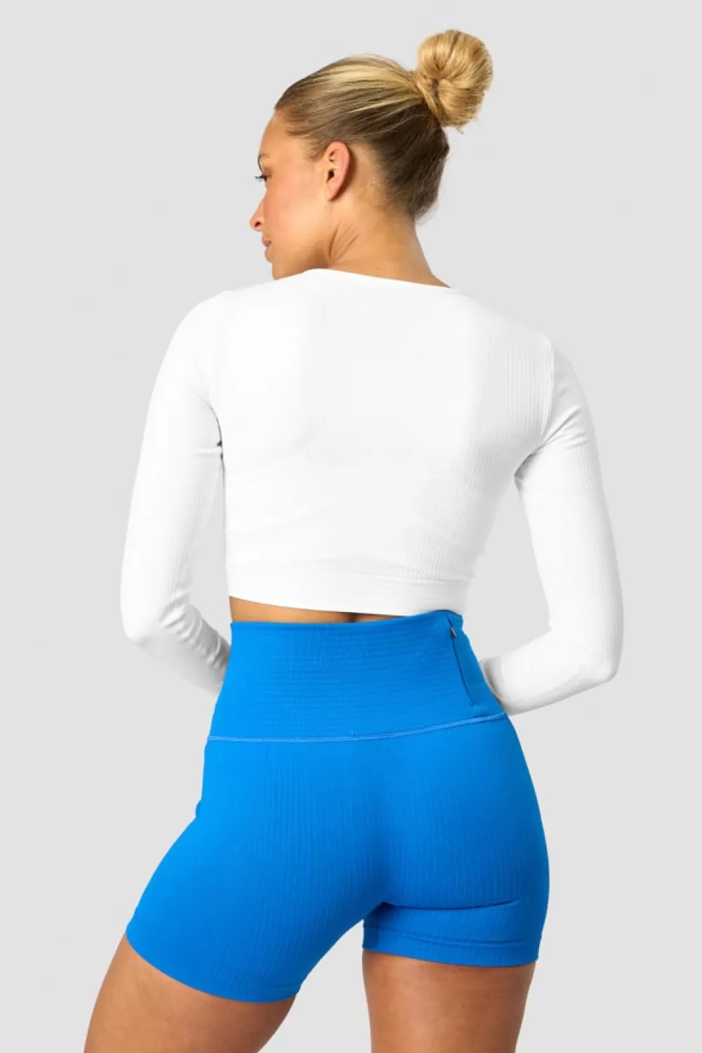 Women ICIW Ribbed Define Seamless Cropped Long Sleeve White