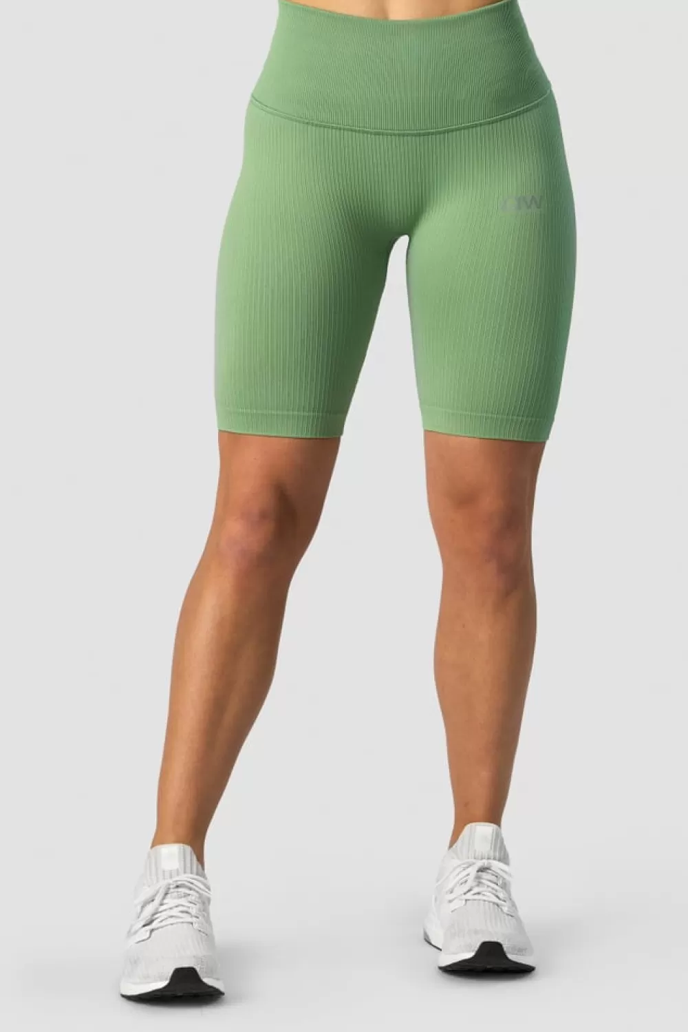 Women ICIW Ribbed Define Seamless Pocket Biker Shorts Light Green