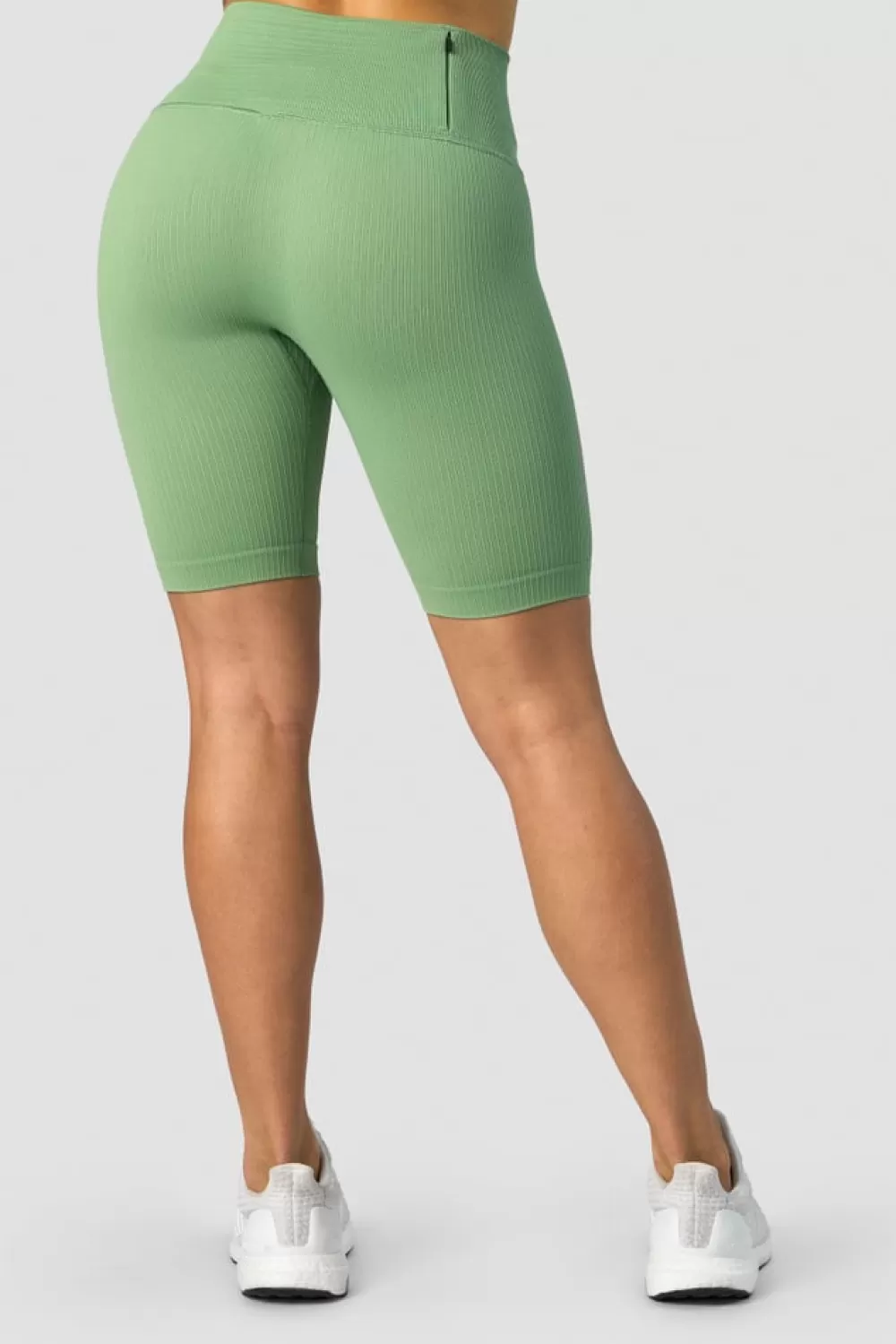 Women ICIW Ribbed Define Seamless Pocket Biker Shorts Light Green