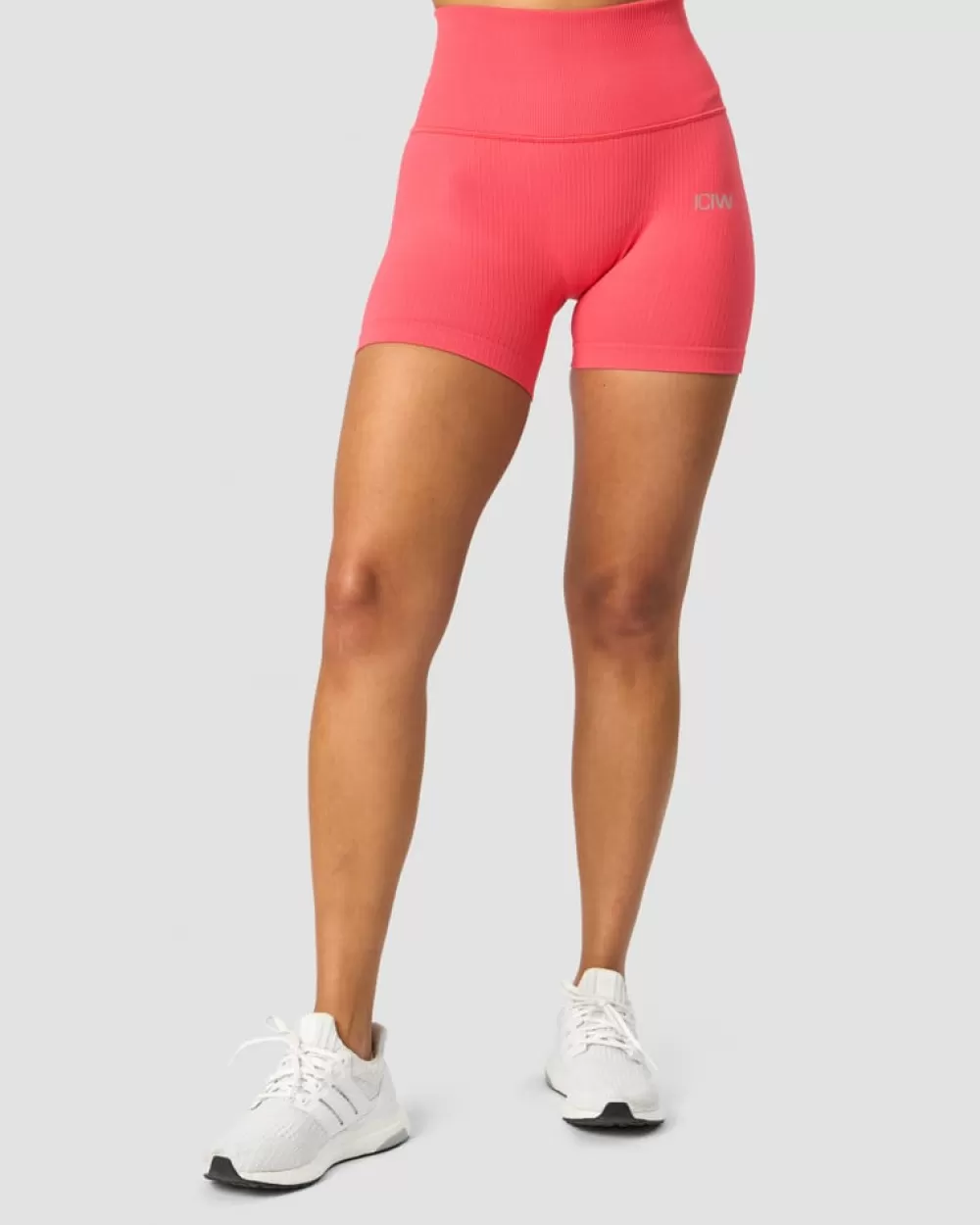 Women ICIW Ribbed Define Seamless Pocket Shorts Coral Red