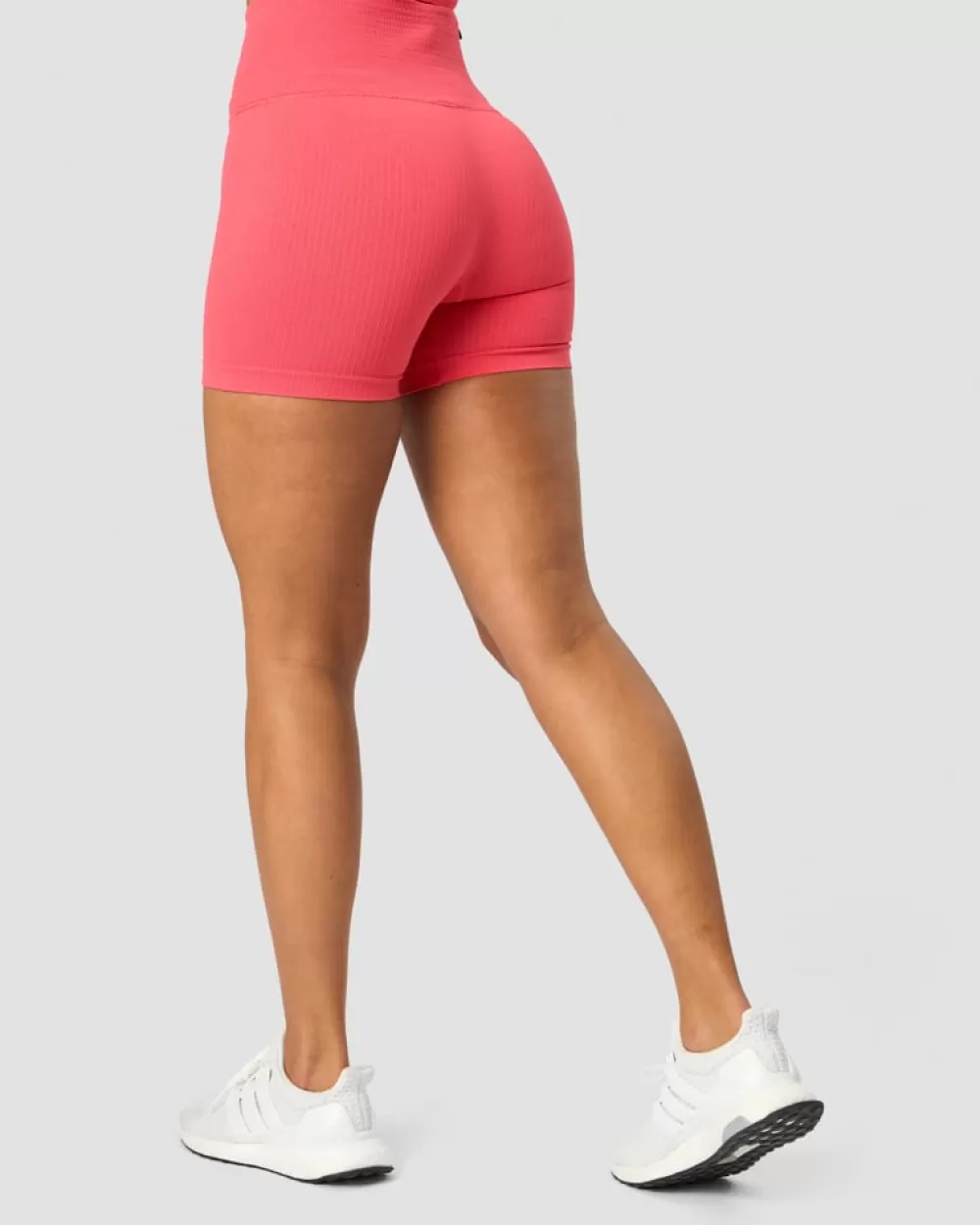 Women ICIW Ribbed Define Seamless Pocket Shorts Coral Red