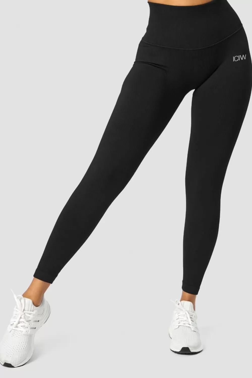 Women ICIW Ribbed Define Seamless Pocket Tights Black