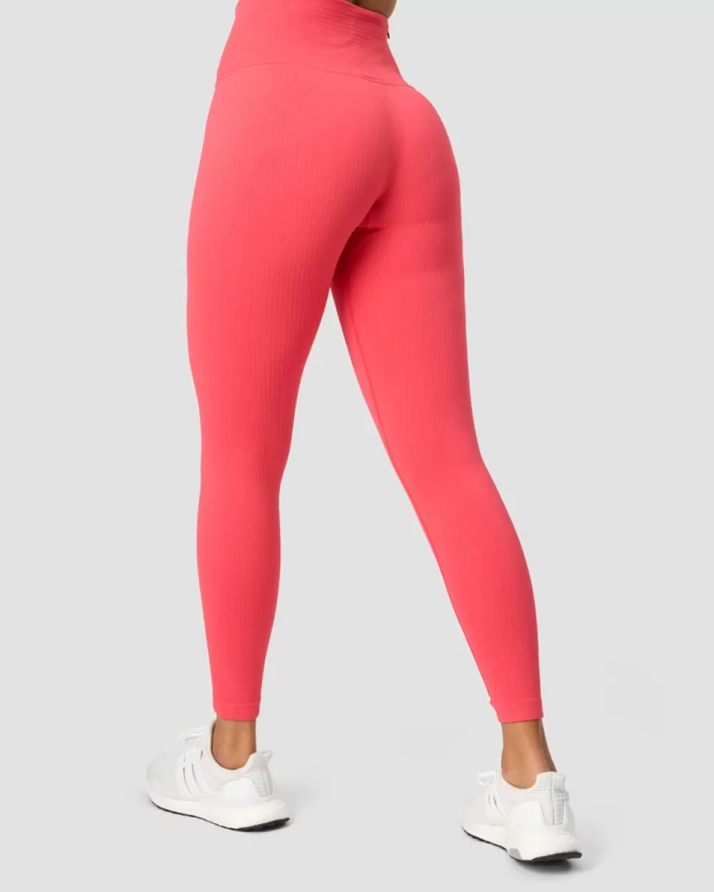 Women ICIW Ribbed Define Seamless Pocket Tights Coral Red