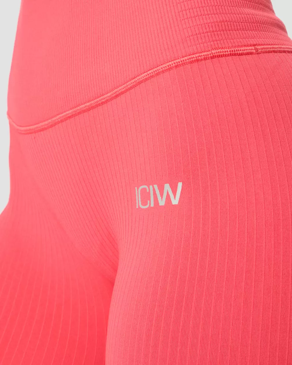 Women ICIW Ribbed Define Seamless Pocket Tights Coral Red
