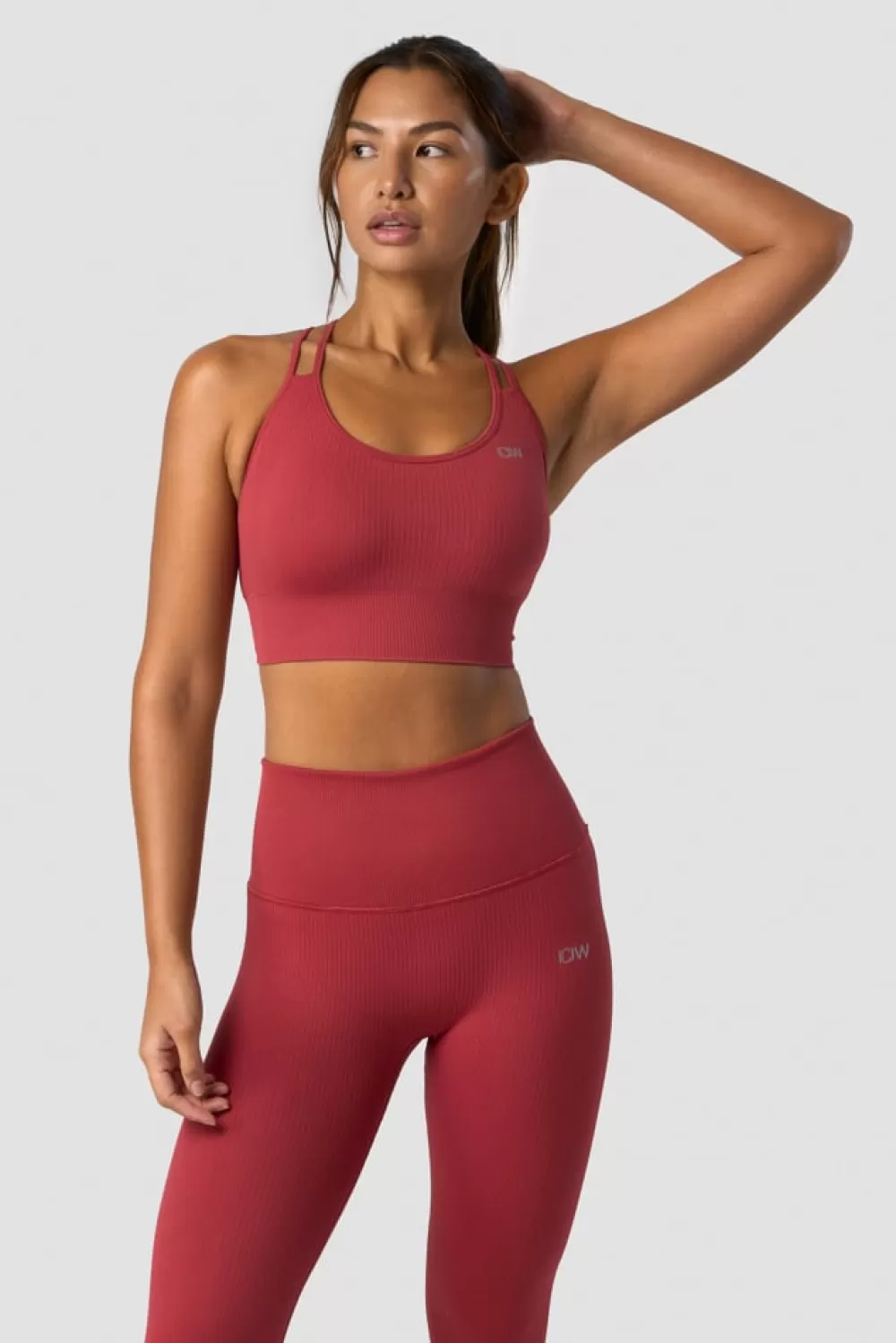 Women ICIW Ribbed Define Seamless Sports Bra Autumn Red