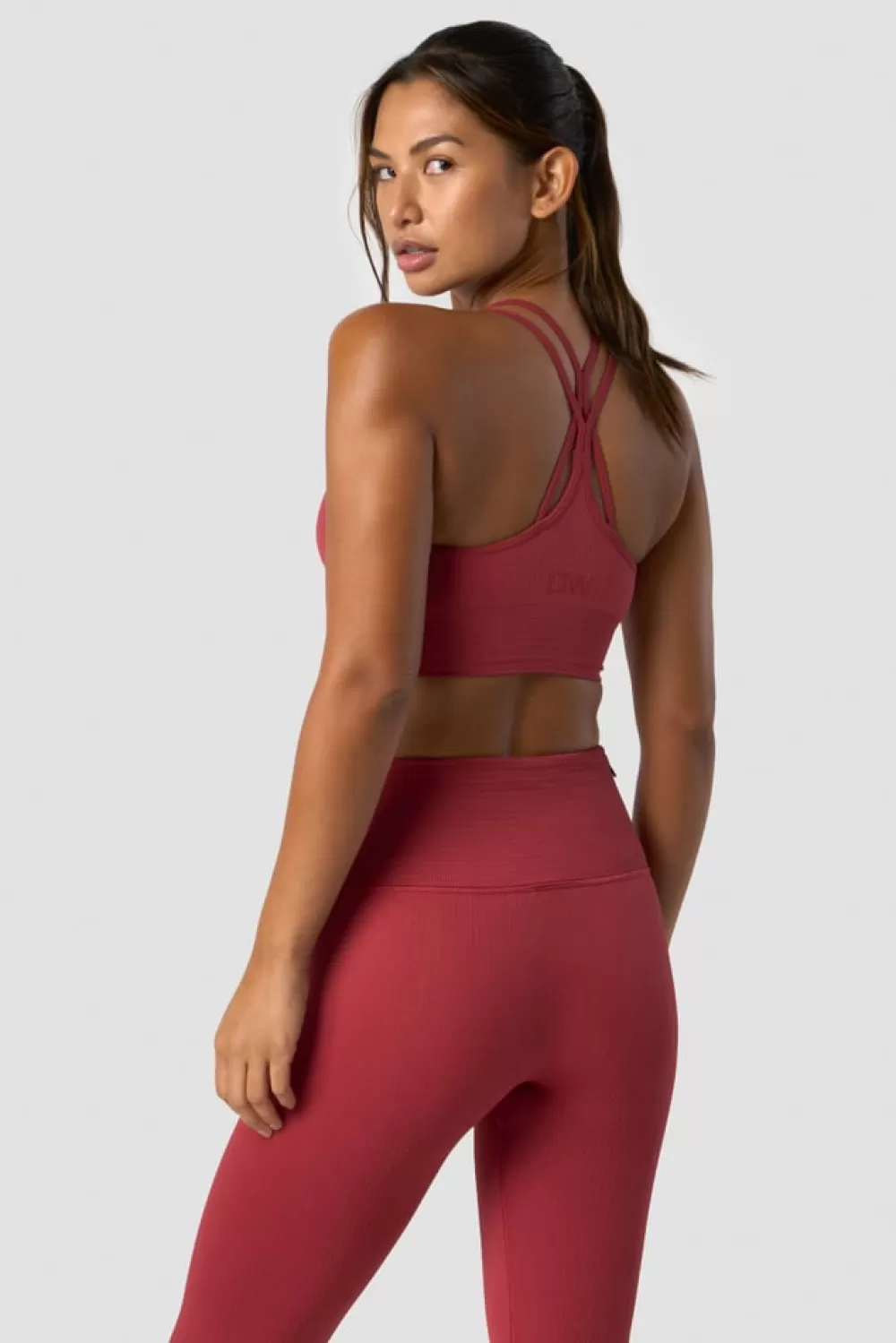 Women ICIW Ribbed Define Seamless Sports Bra Autumn Red