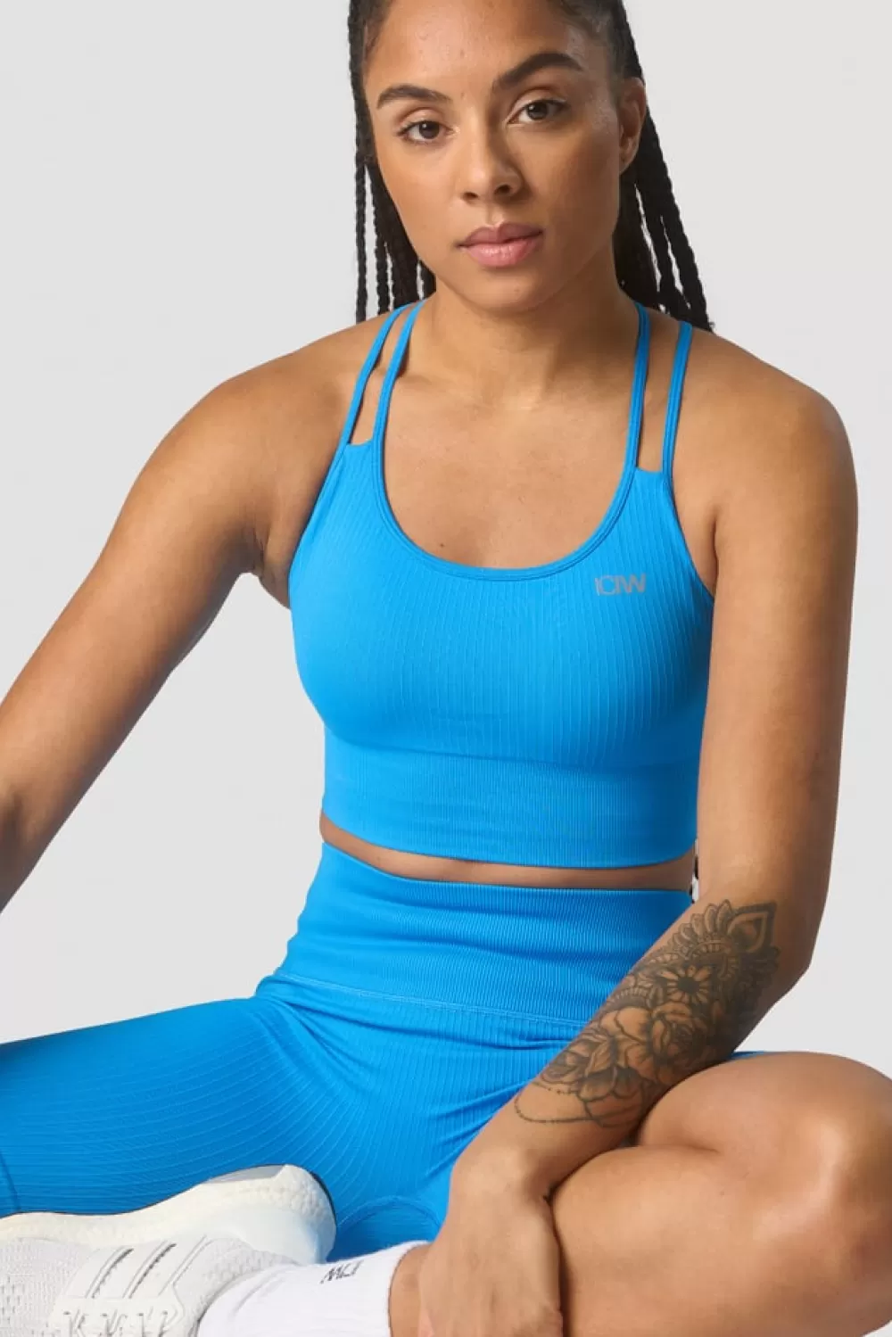 Women ICIW Ribbed Define Seamless Sports Bra Azure Blue