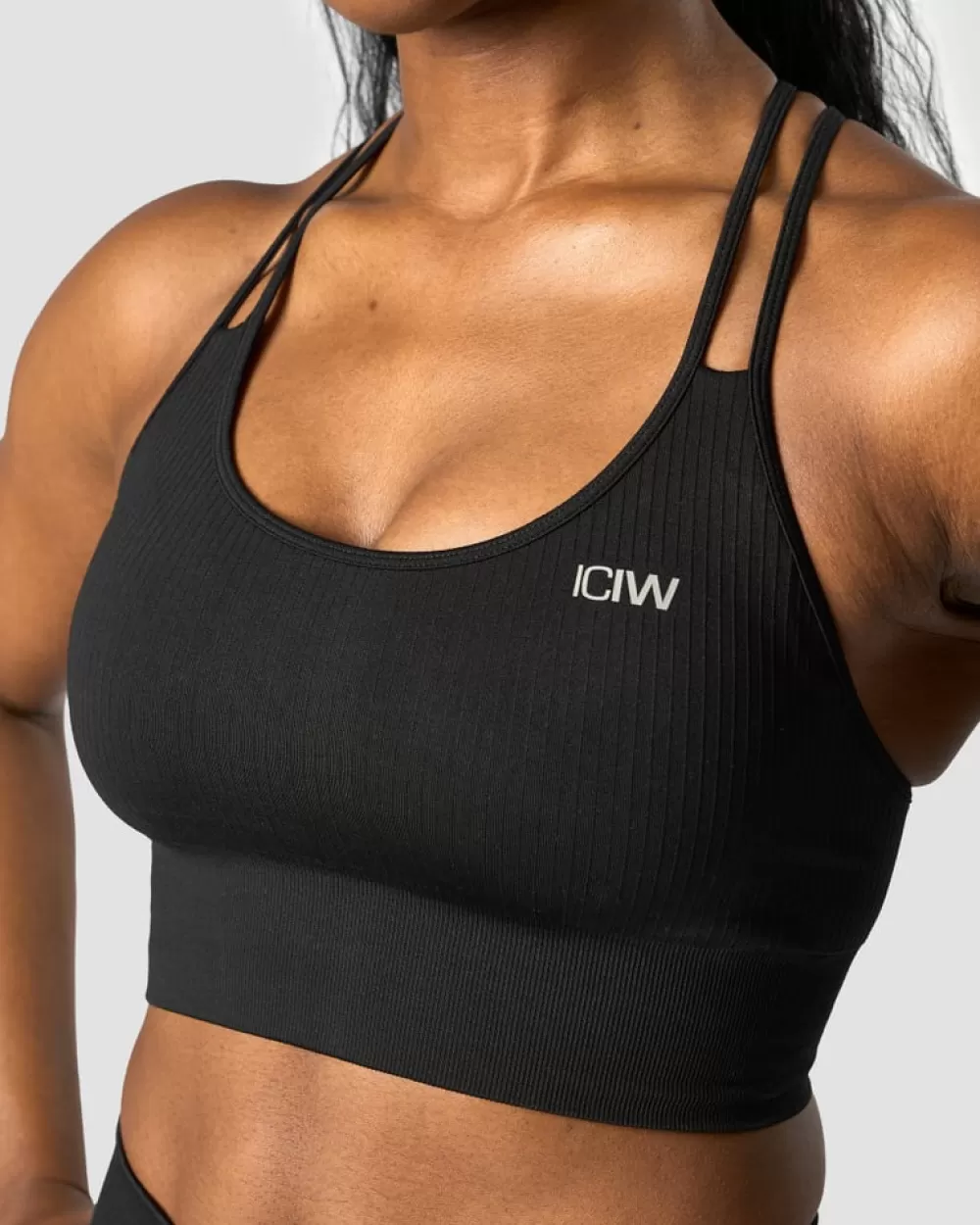 Women ICIW Ribbed Define Seamless Sports Bra Black