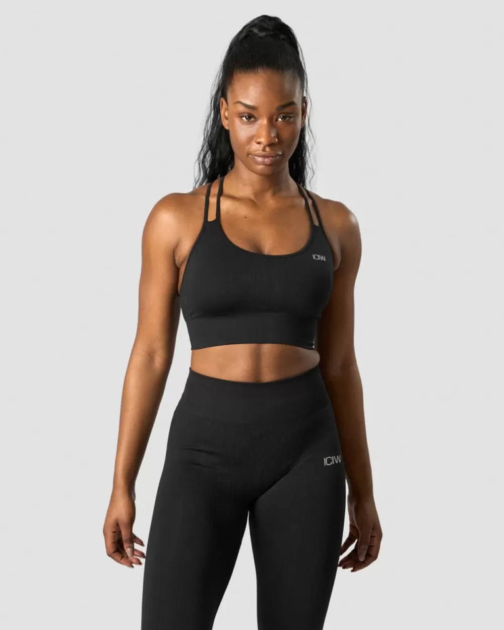 Women ICIW Ribbed Define Seamless Sports Bra Black