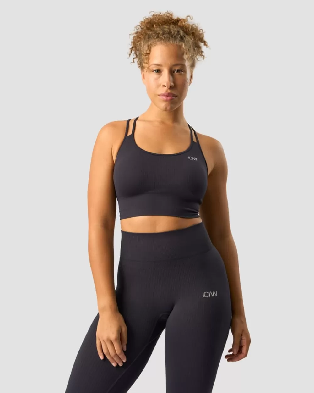 Women ICIW Ribbed Define Seamless Sports Bra Dk Graphite