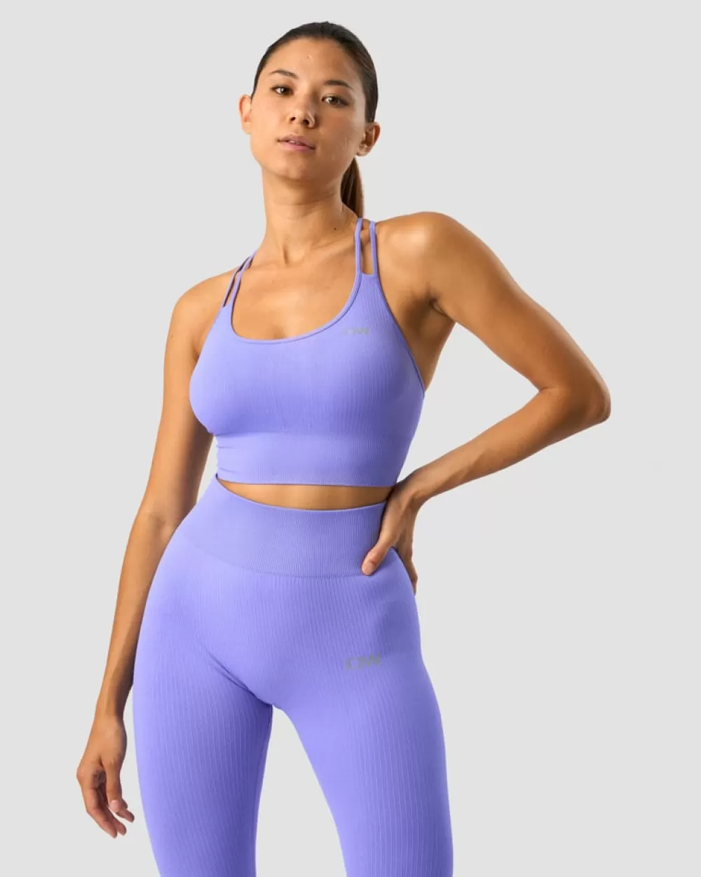 Women ICIW Ribbed Define Seamless Sports Bra Dk Lavender