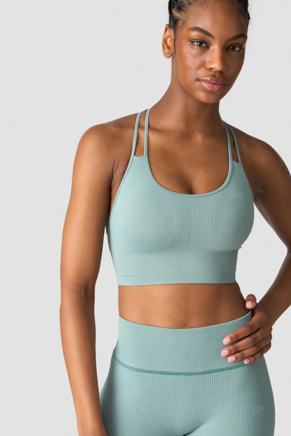 Women ICIW Ribbed Define Seamless Sports Bra Fog Grey