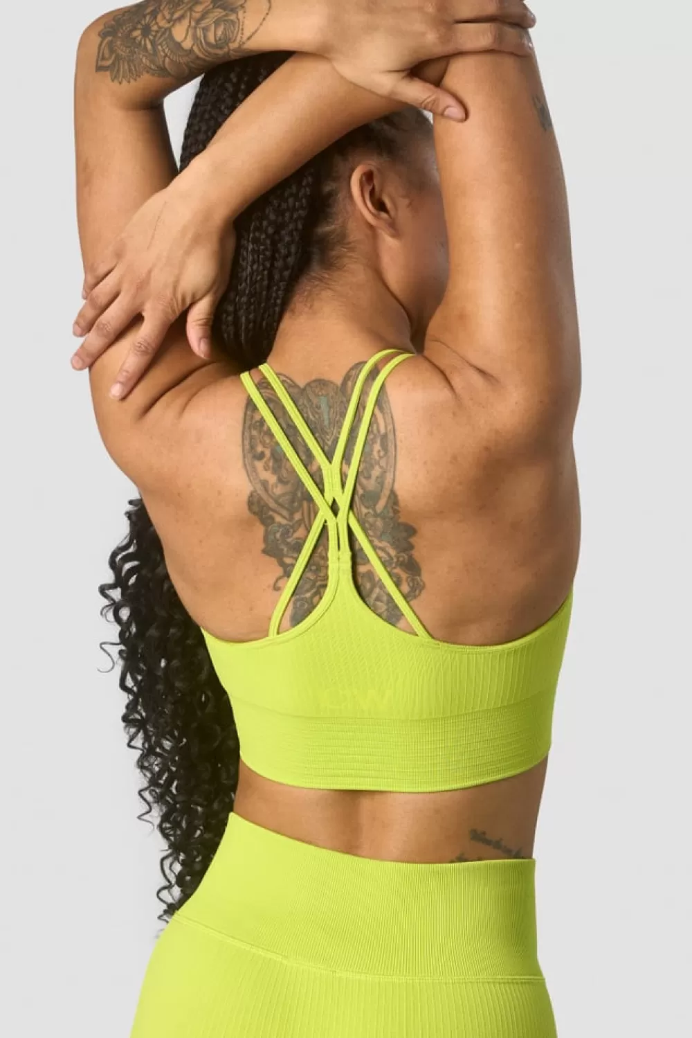 Women ICIW Ribbed Define Seamless Sports Bra Lime Green