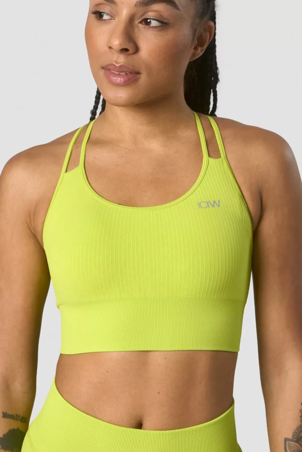 Women ICIW Ribbed Define Seamless Sports Bra Lime Green