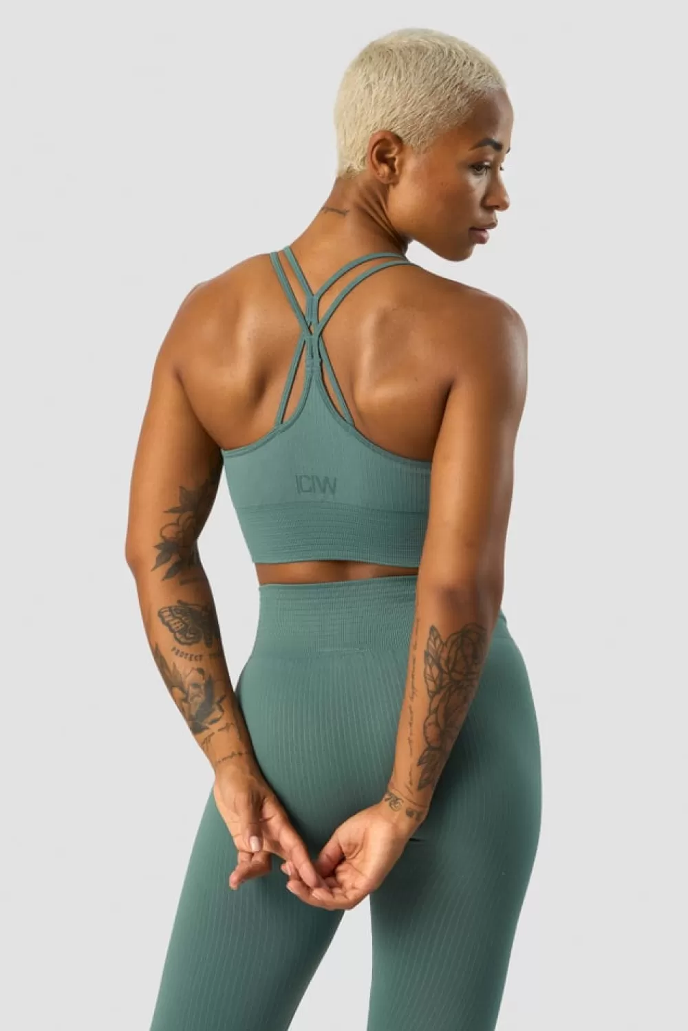 Women ICIW Ribbed Define Seamless Sports Bra Sea Green