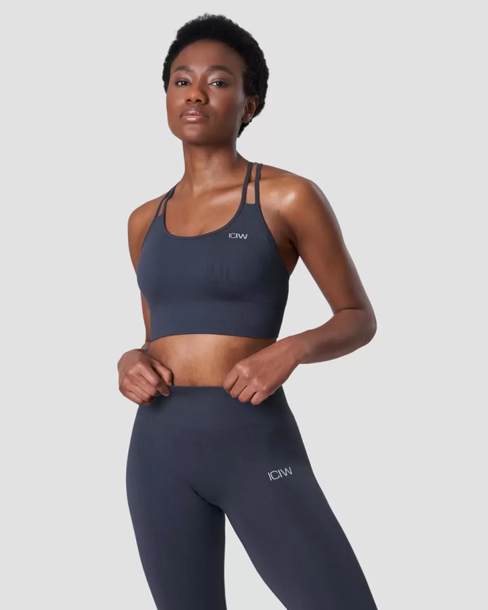 Women ICIW Ribbed Define Seamless Sports Bra Smokey Blue