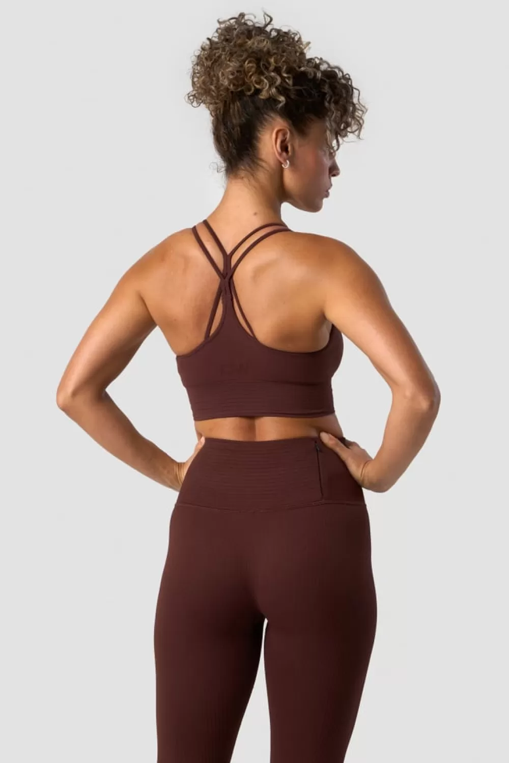 Women ICIW Ribbed Define Seamless Sports Bra Warm Brown