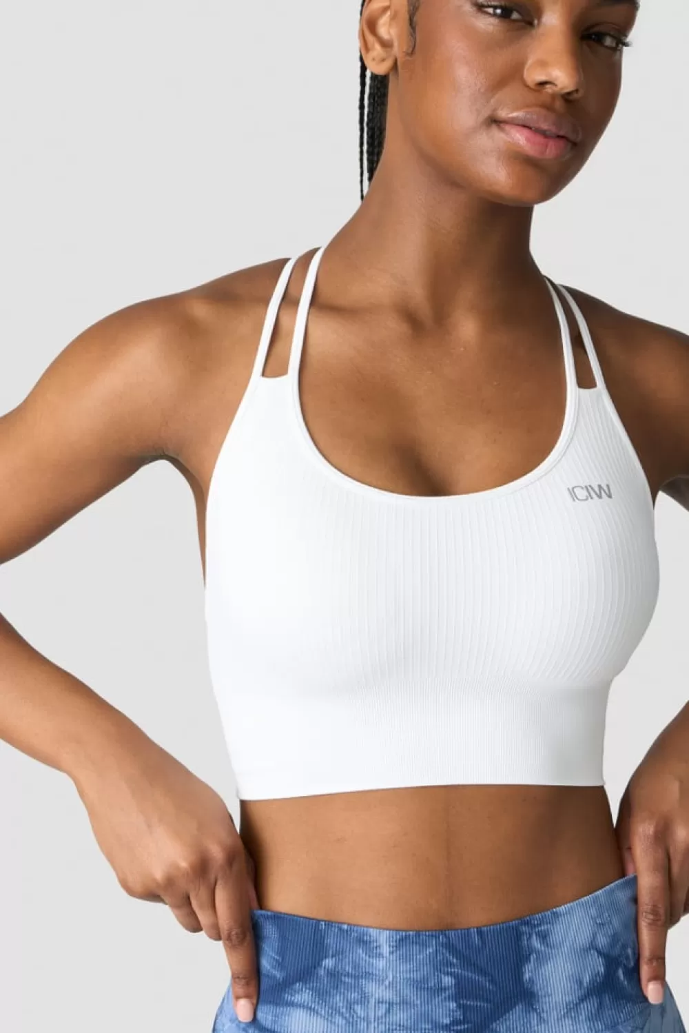 Women ICIW Ribbed Define Seamless Sports Bra White