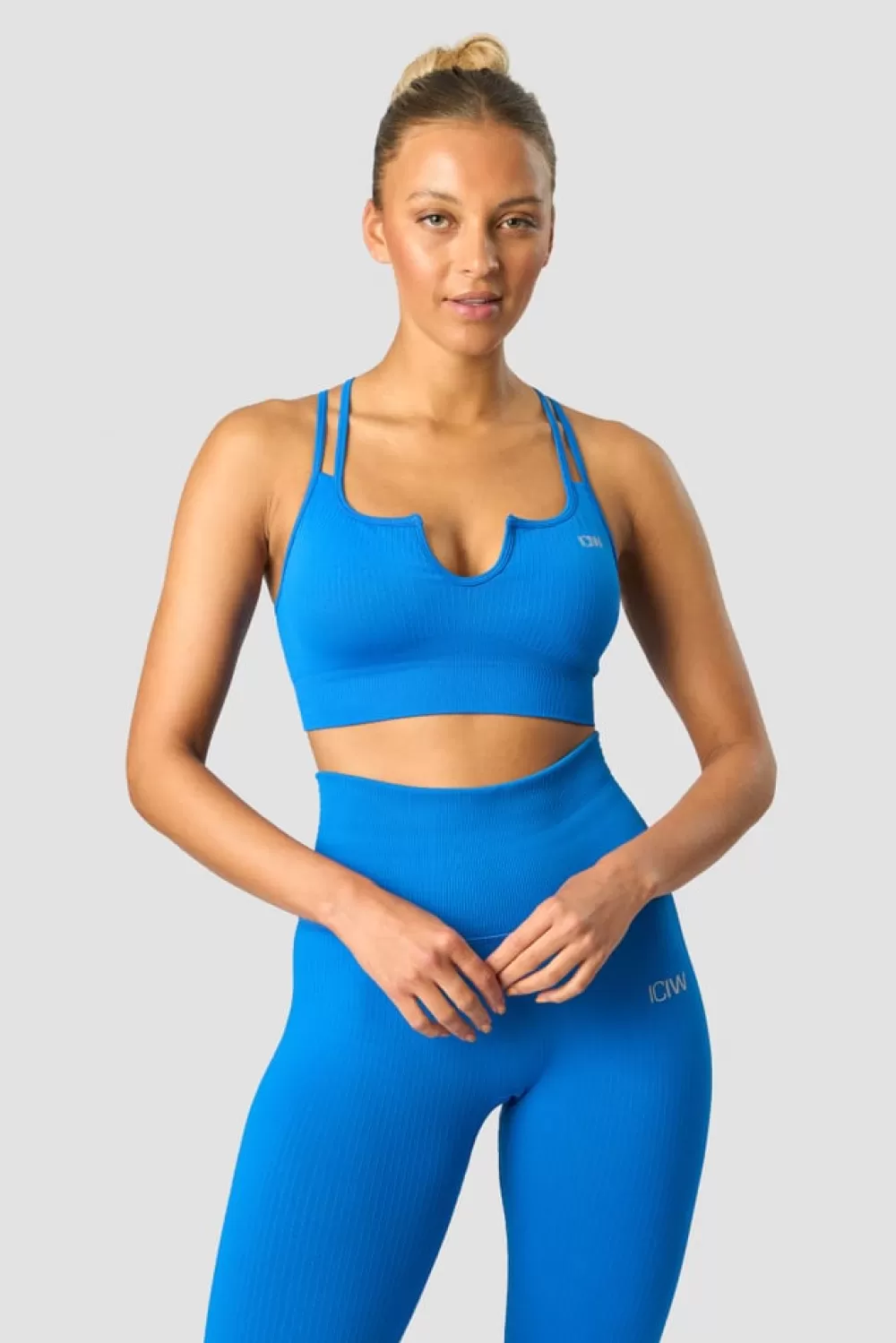 Women ICIW Ribbed Define Seamless Strappy Bra Cobalt Blue