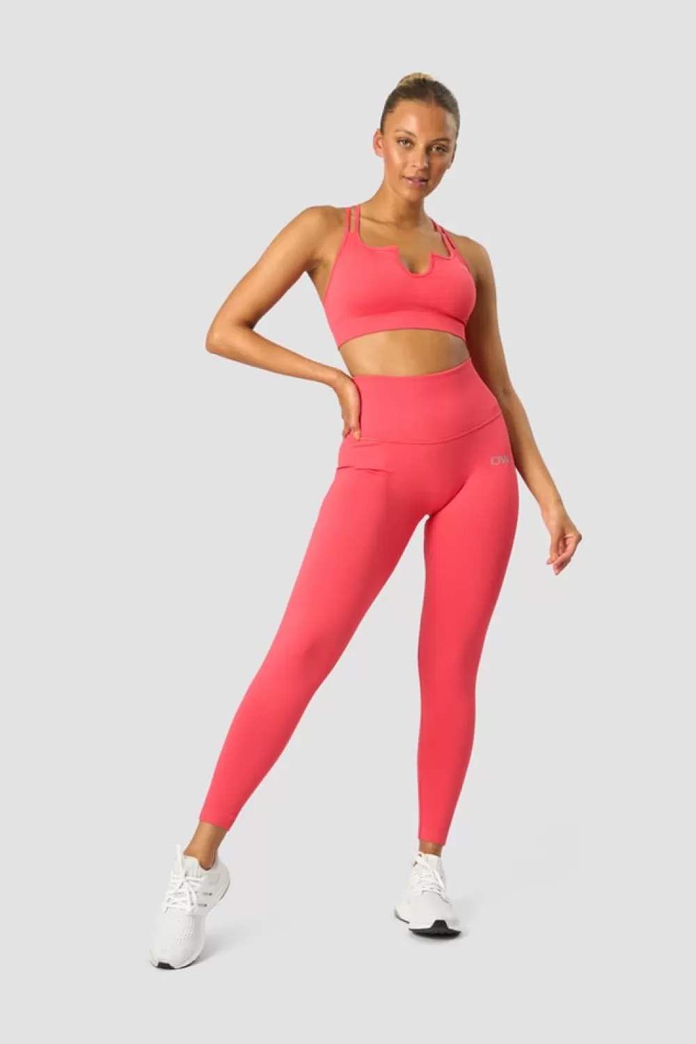 Women ICIW Ribbed Define Seamless Strappy Bra Coral Red