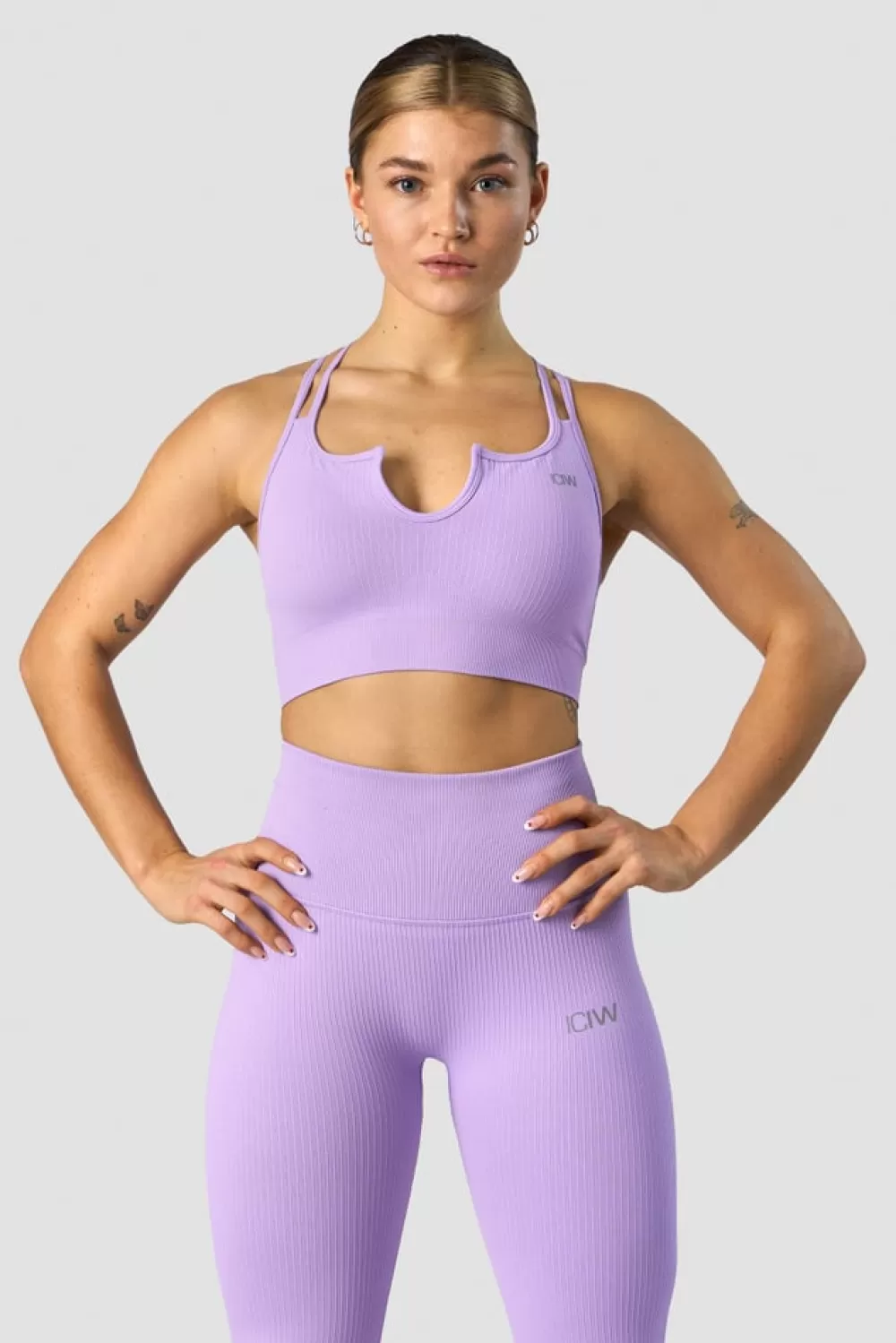 Women ICIW Ribbed Define Seamless Strappy Bra Lavender