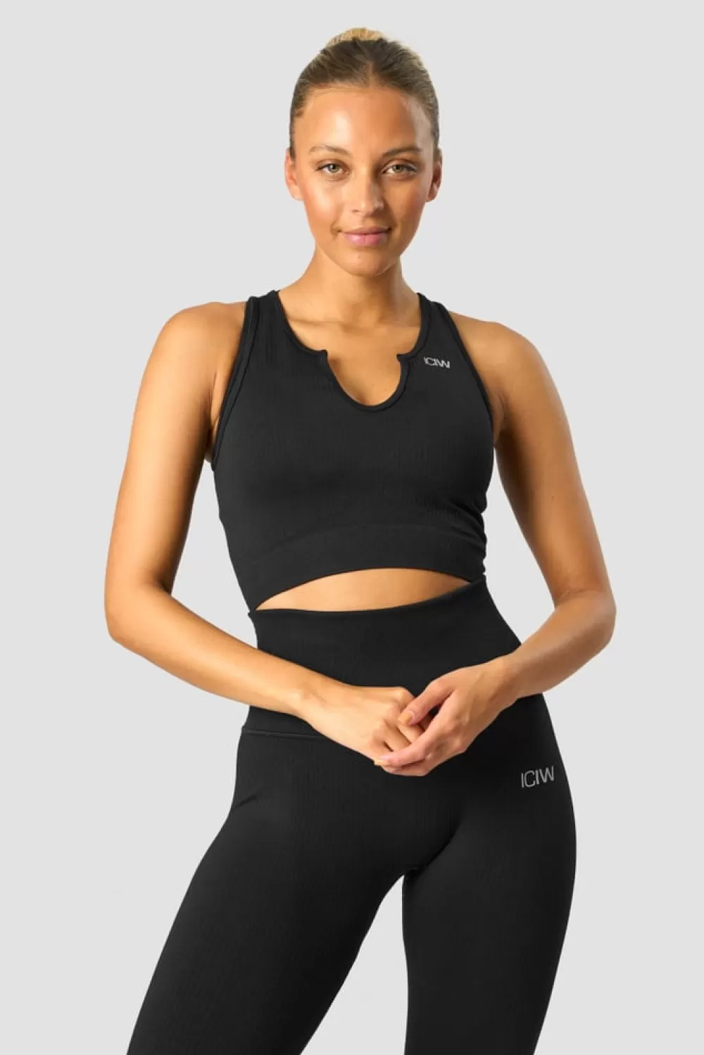 Women ICIW Ribbed Define Seamless Tank Top Black