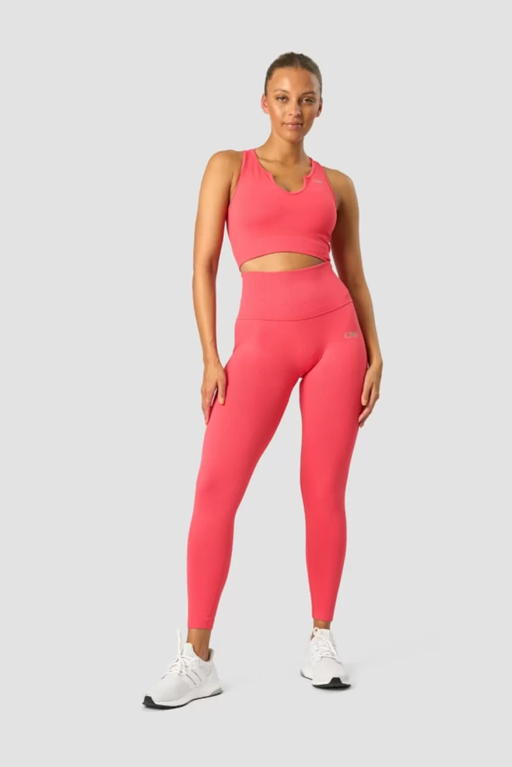 Women ICIW Ribbed Define Seamless Tank Top Coral Red