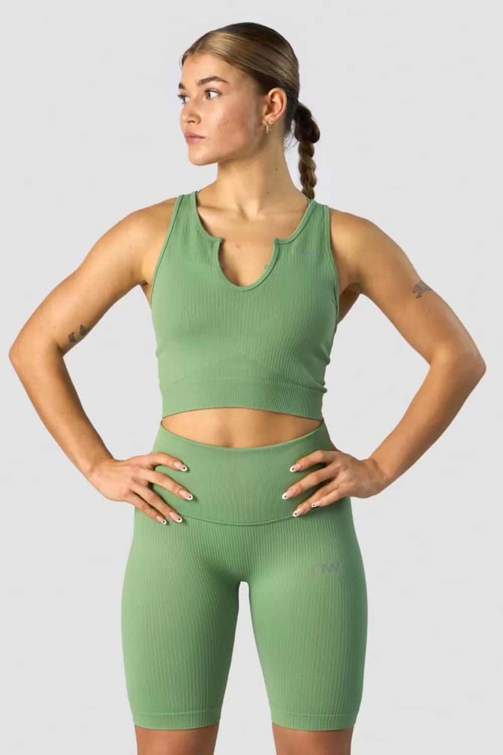 Women ICIW Ribbed Define Seamless Tank Top Light Green