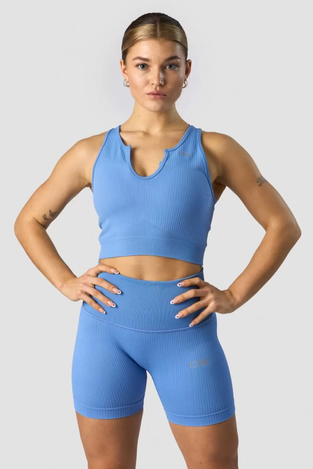 Women ICIW Ribbed Define Seamless Tank Top Pacific Blue