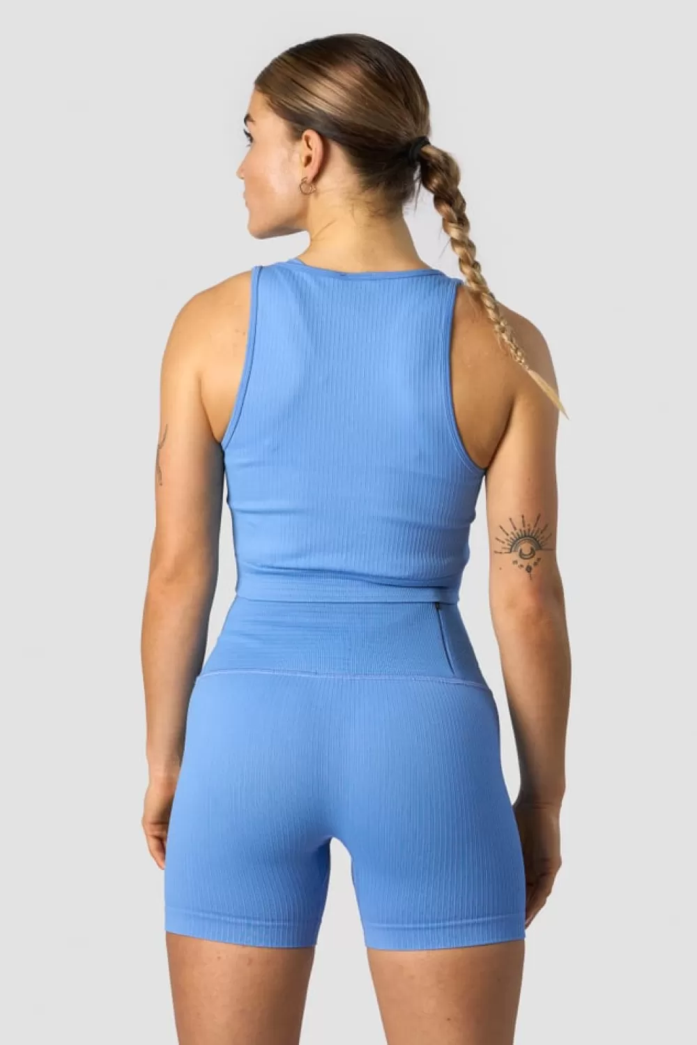 Women ICIW Ribbed Define Seamless Tank Top Pacific Blue