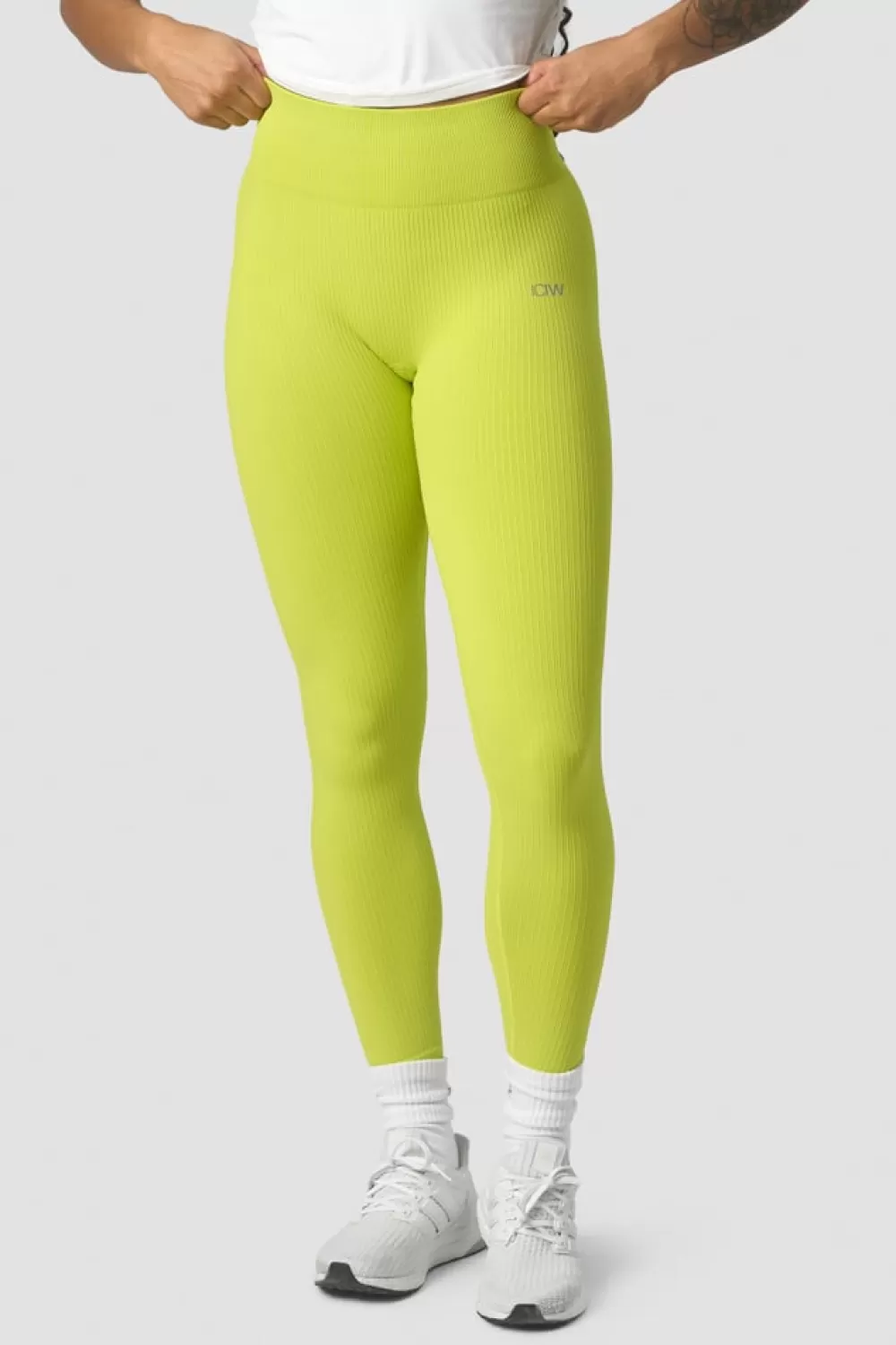 Women ICIW Ribbed Define Seamless Tights Lime Green