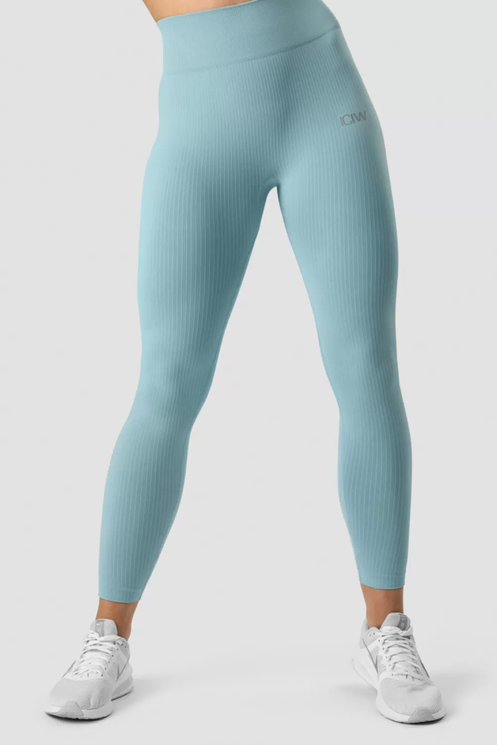 Women ICIW Ribbed Define Seamless Tights Pale Blue