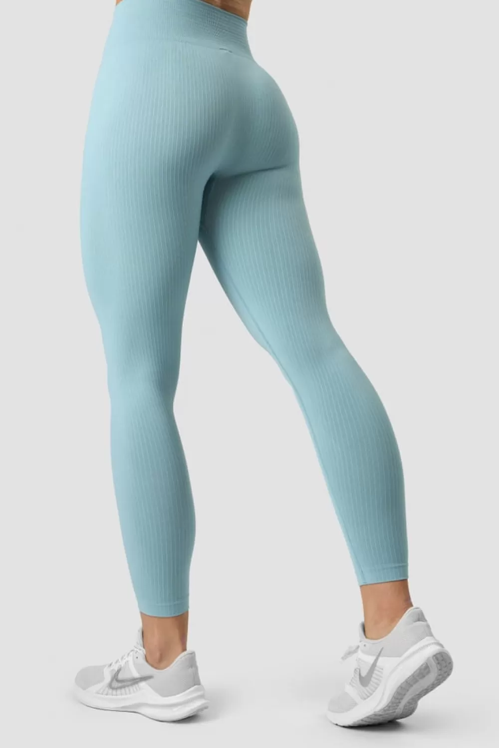 Women ICIW Ribbed Define Seamless Tights Pale Blue