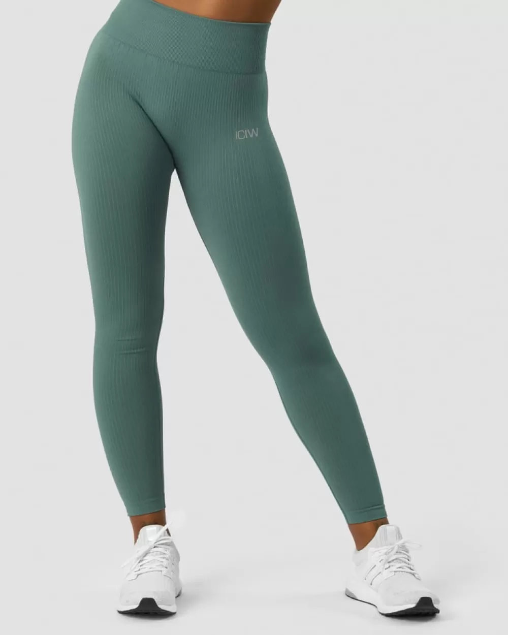 Women ICIW Ribbed Define Seamless Tights Sea Green