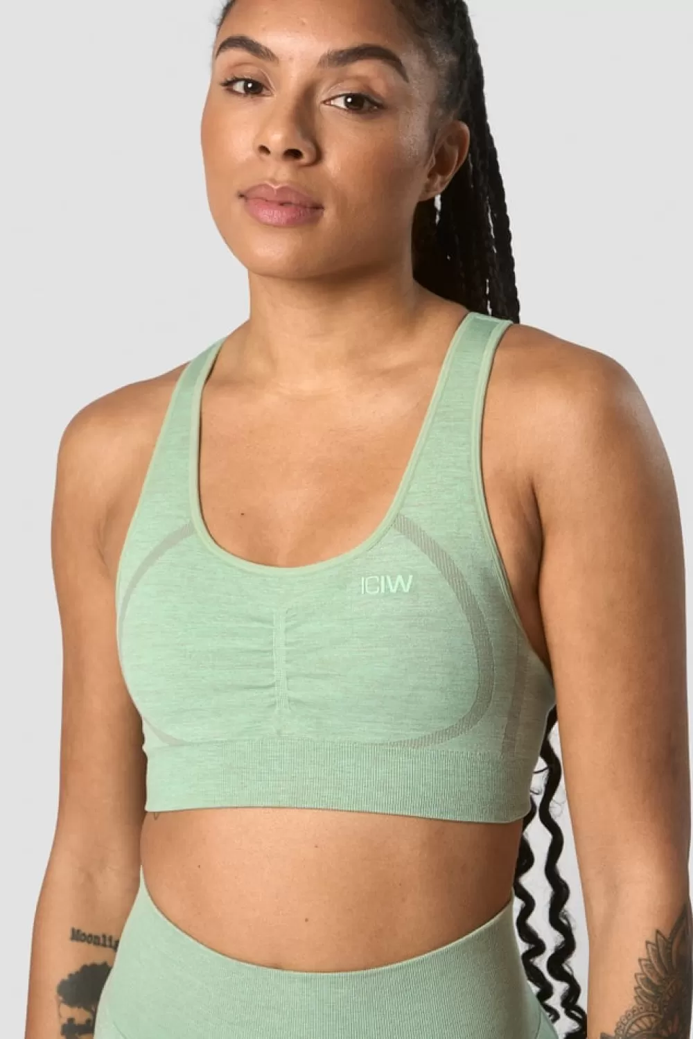 Women ICIW Rush Seamless Sports Bra Ice Green Melange