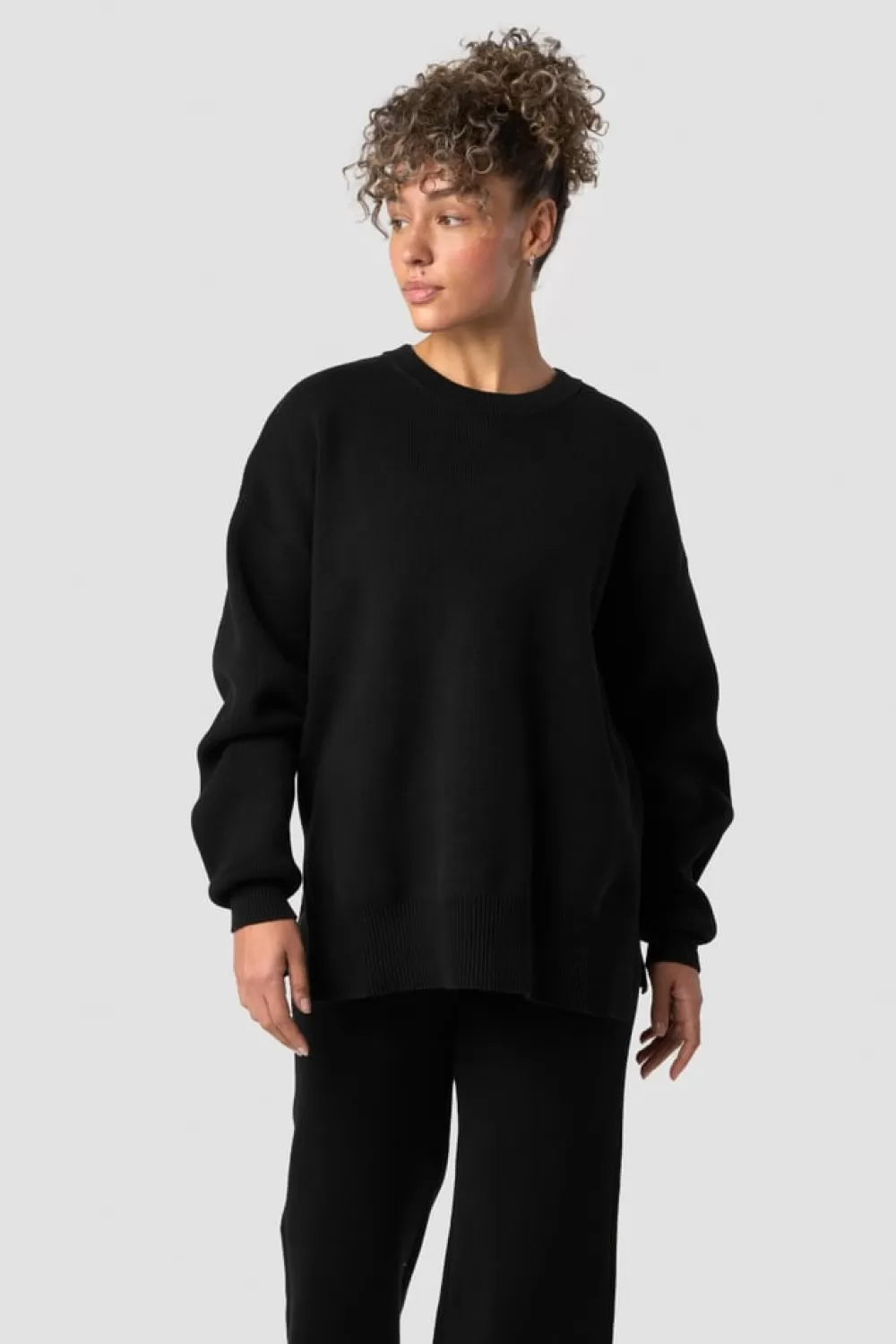 Women ICIW Soft Knit Oversized Crewneck Black