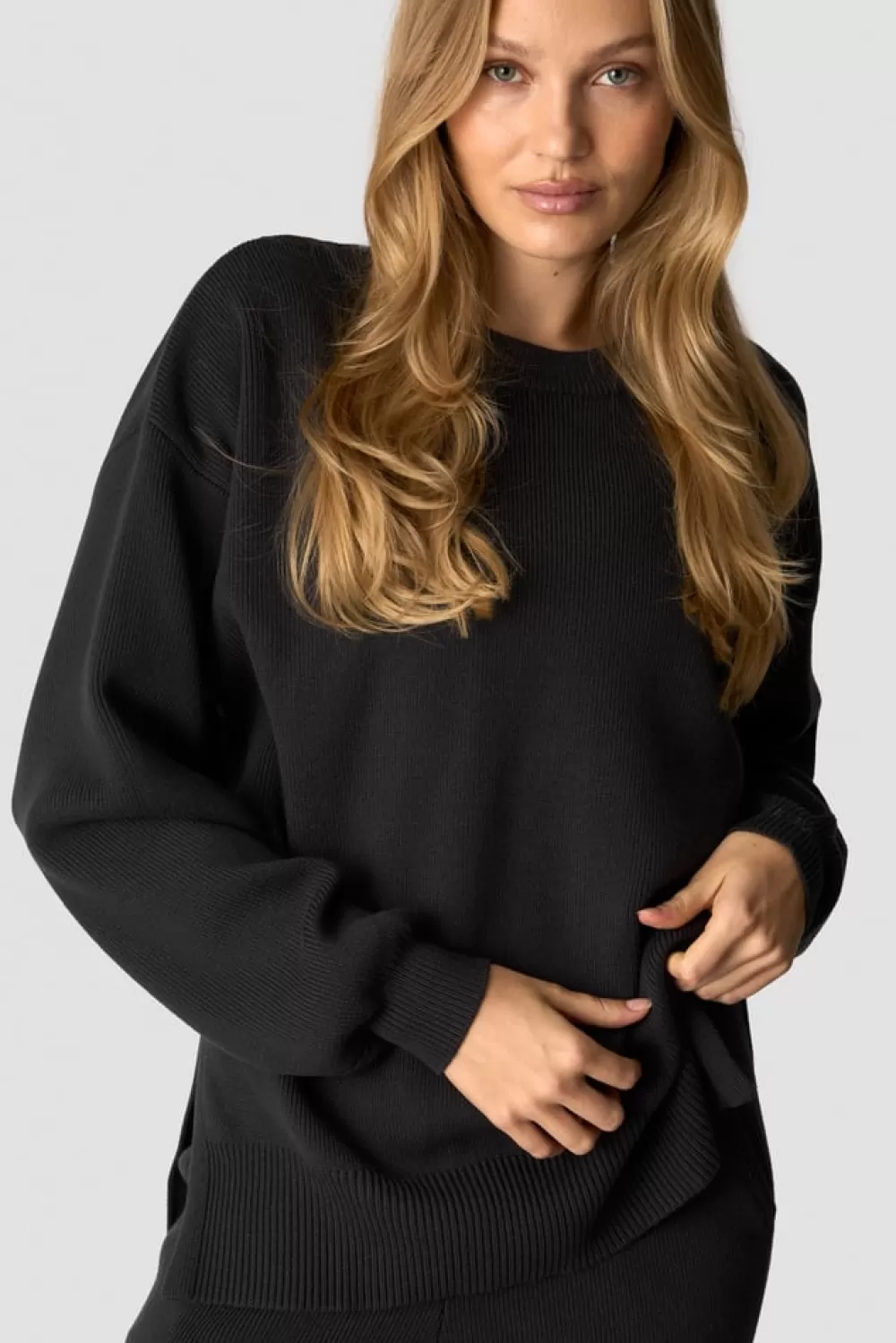 Women ICIW Soft Knit Oversized Crewneck Dark Grey