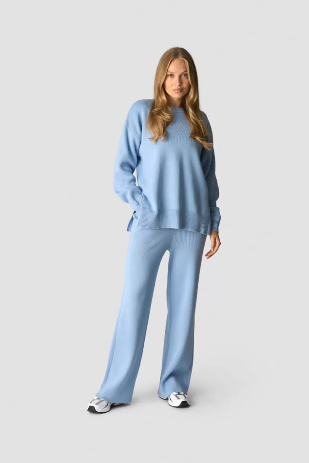 Women ICIW Soft Knit Oversized Crewneck Light Blue