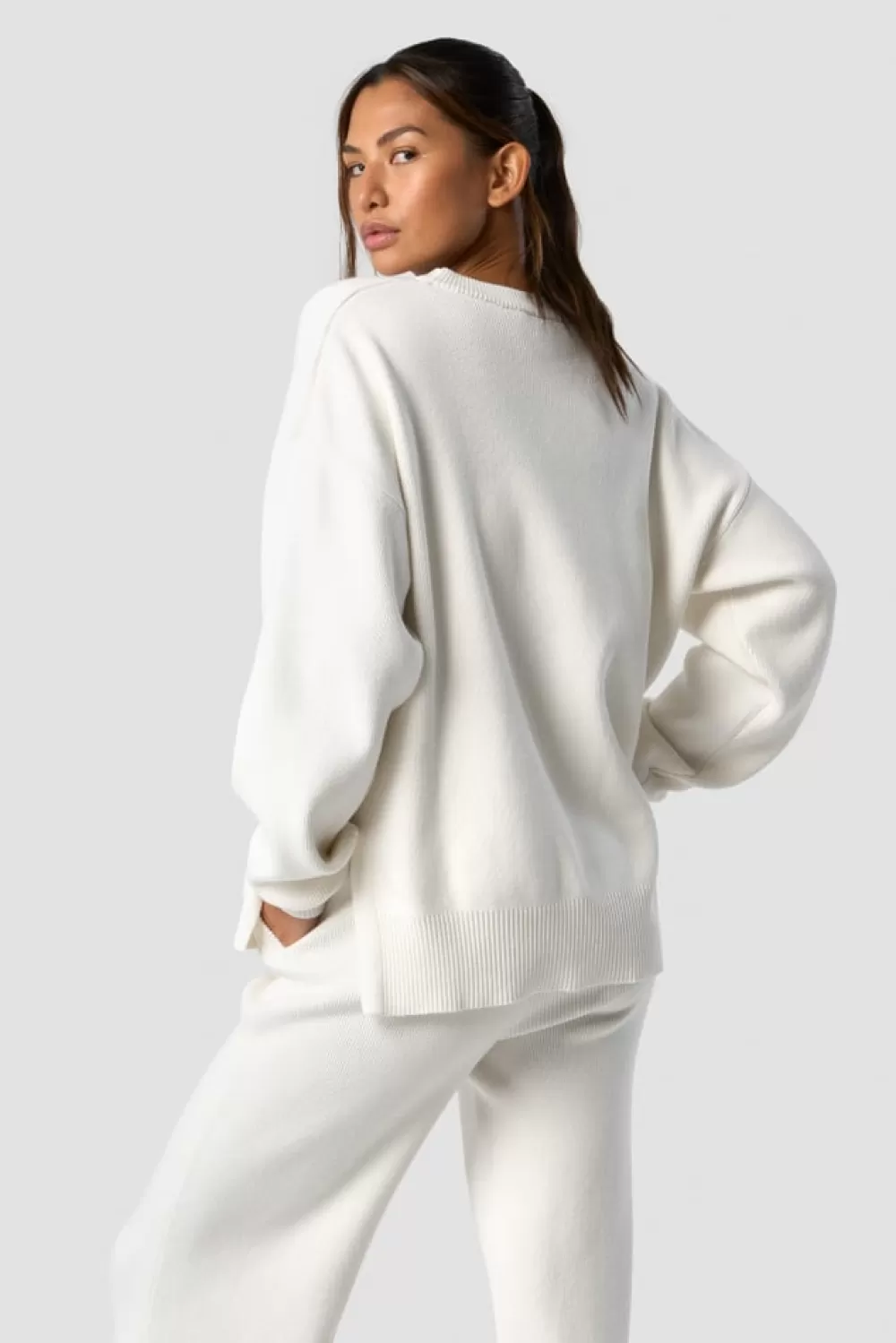 Women ICIW Soft Knit Oversized Crewneck White