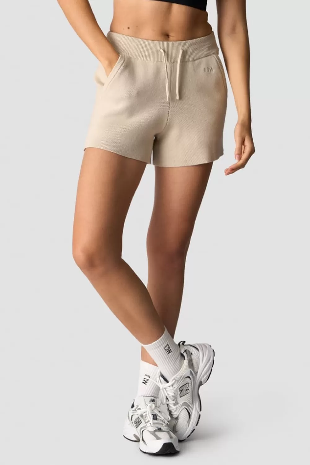 Women ICIW Soft Knit Oversized Shorts Light Beige