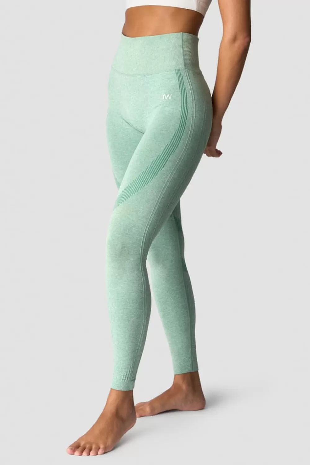 Women ICIW Soft Seamless Tights Wmn Light Green Melange