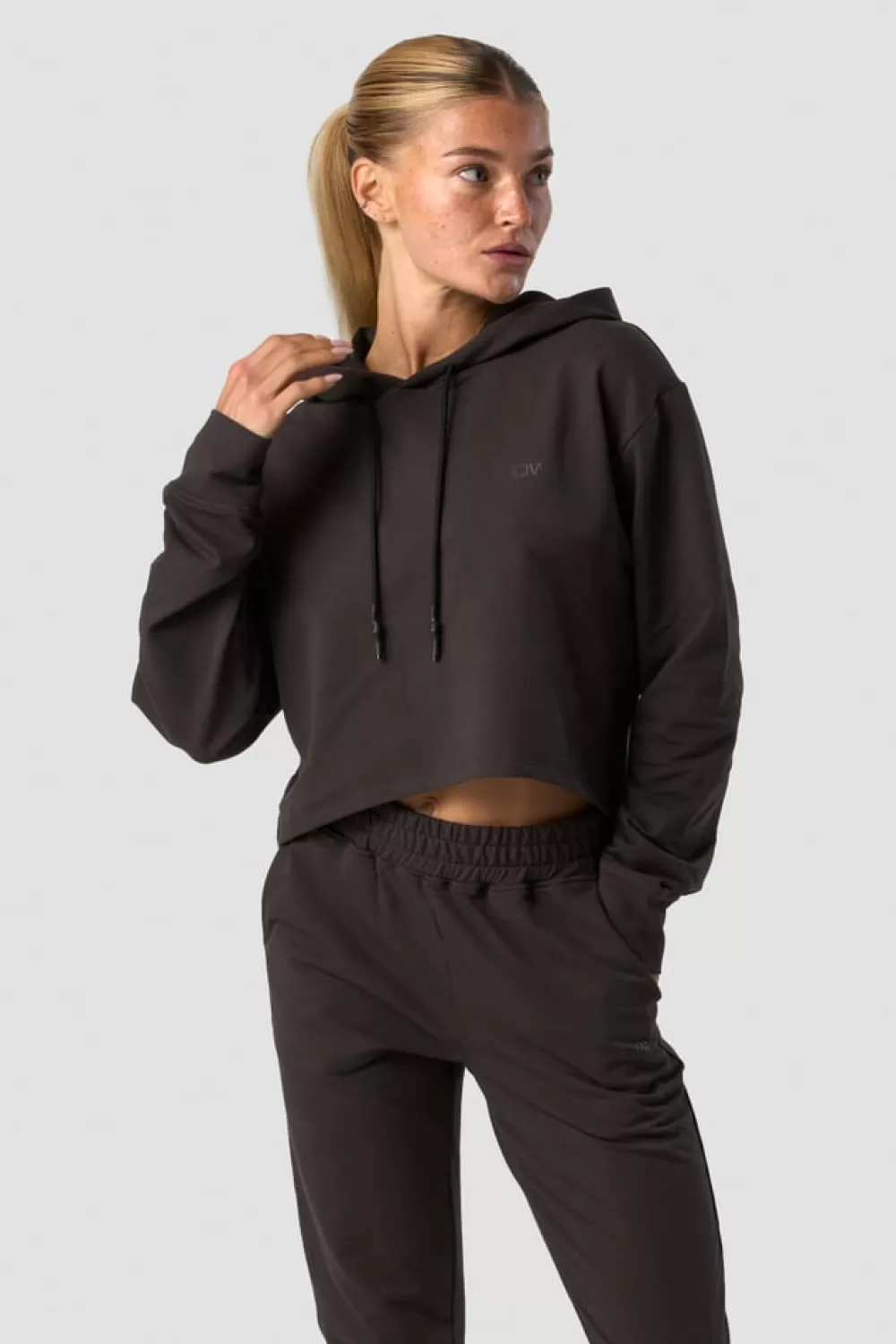 Women ICIW Stride Cropped Hoodie Wmn Charcoal