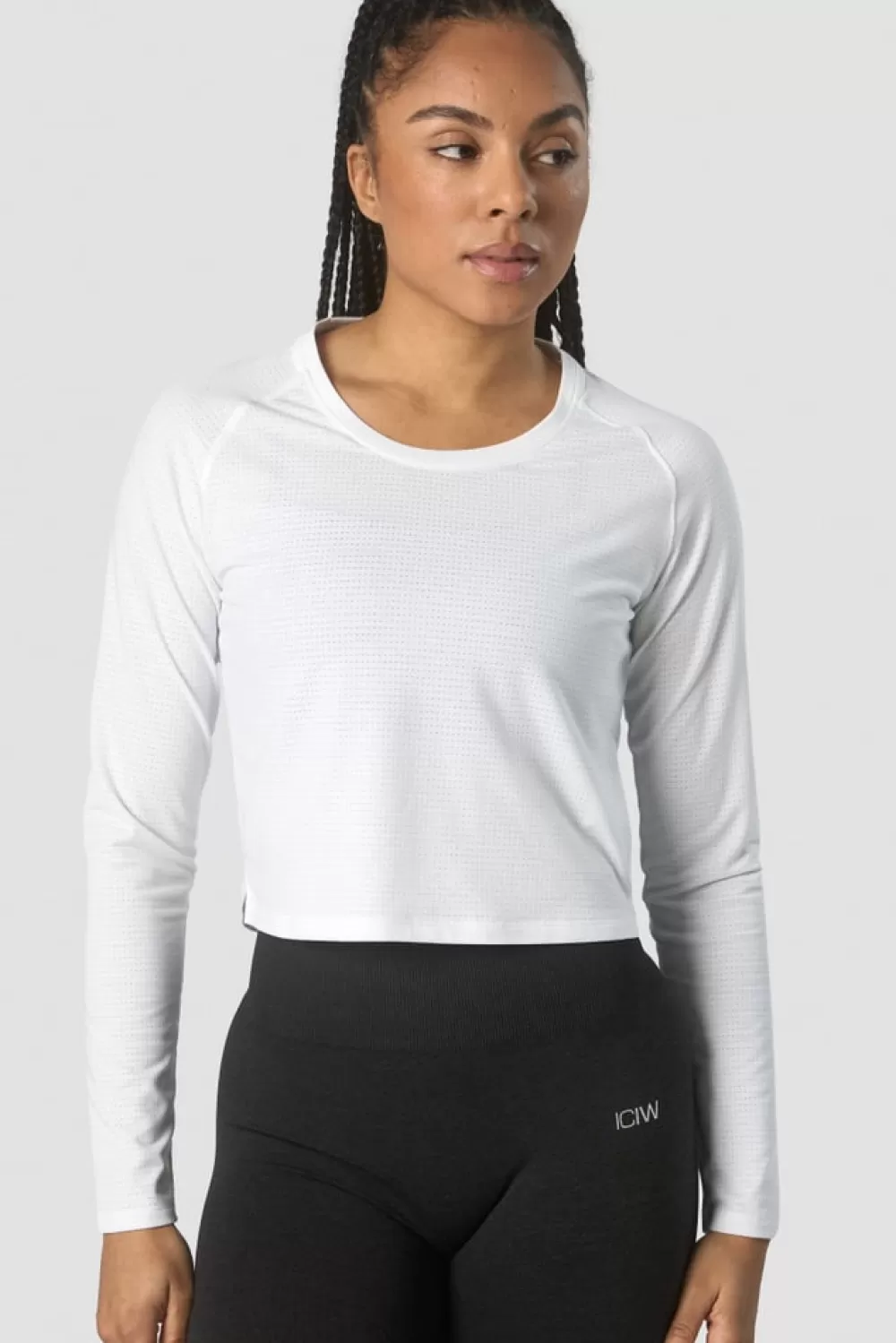 Women ICIW Stride Cropped Long Sleeve Wmn White