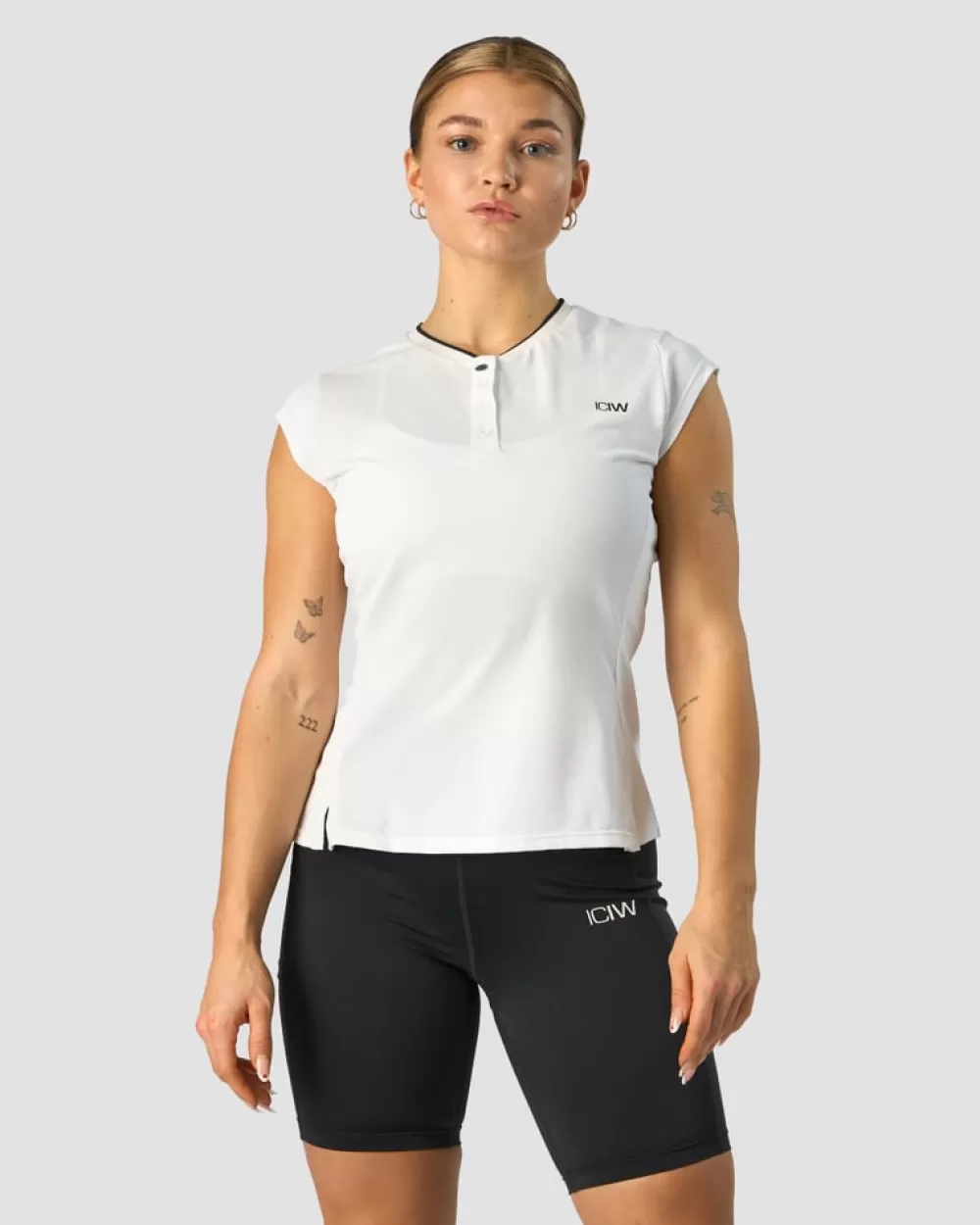 Women ICIW Training Pique Polo White/Black Wmn