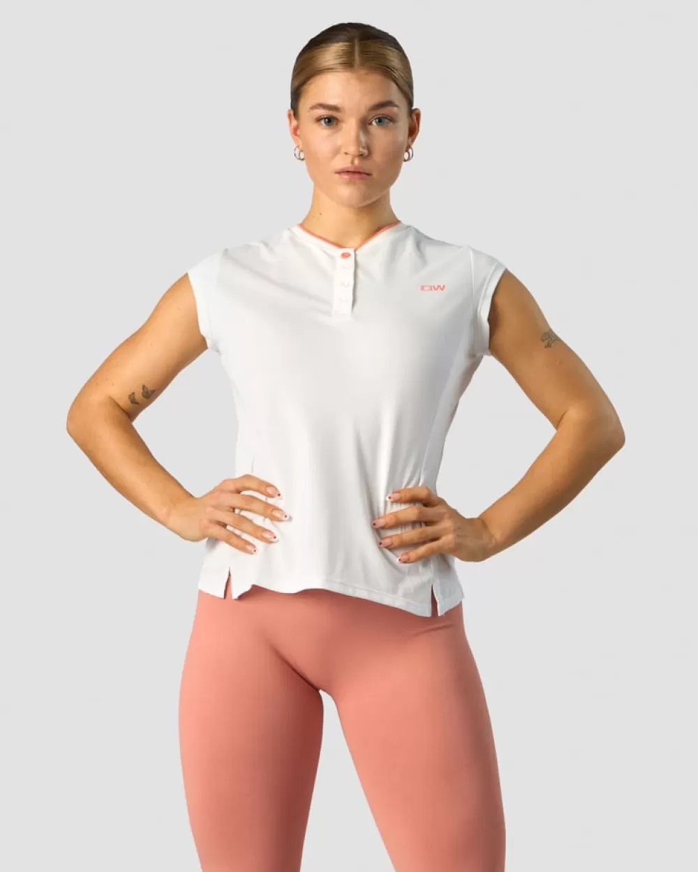 Women ICIW Training Pique Polo White/Coral Wmn