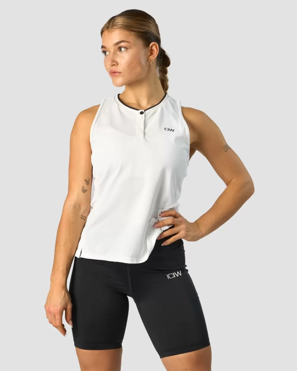 Women ICIW Training Pique Tank Top White/Black