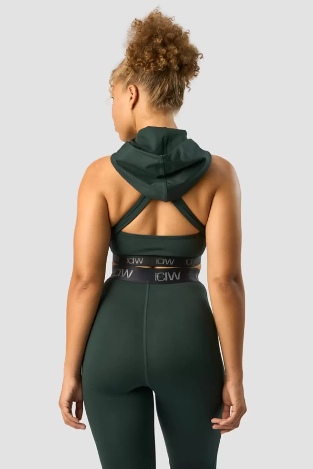 Women ICIW Ultimate Training Hoodie Sports Bra Deep Green