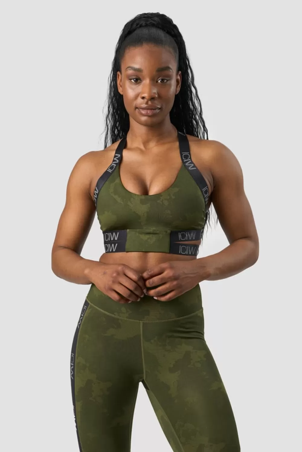 Women ICIW Ultimate Training Sports Bra Green Camo