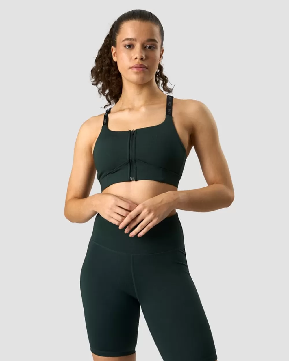 Women ICIW Ultimate Training Zipper Sports Bra Deep Green