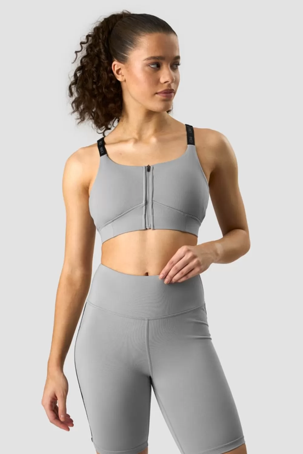 Women ICIW Ultimate Training Zipper Sports Bra Grey